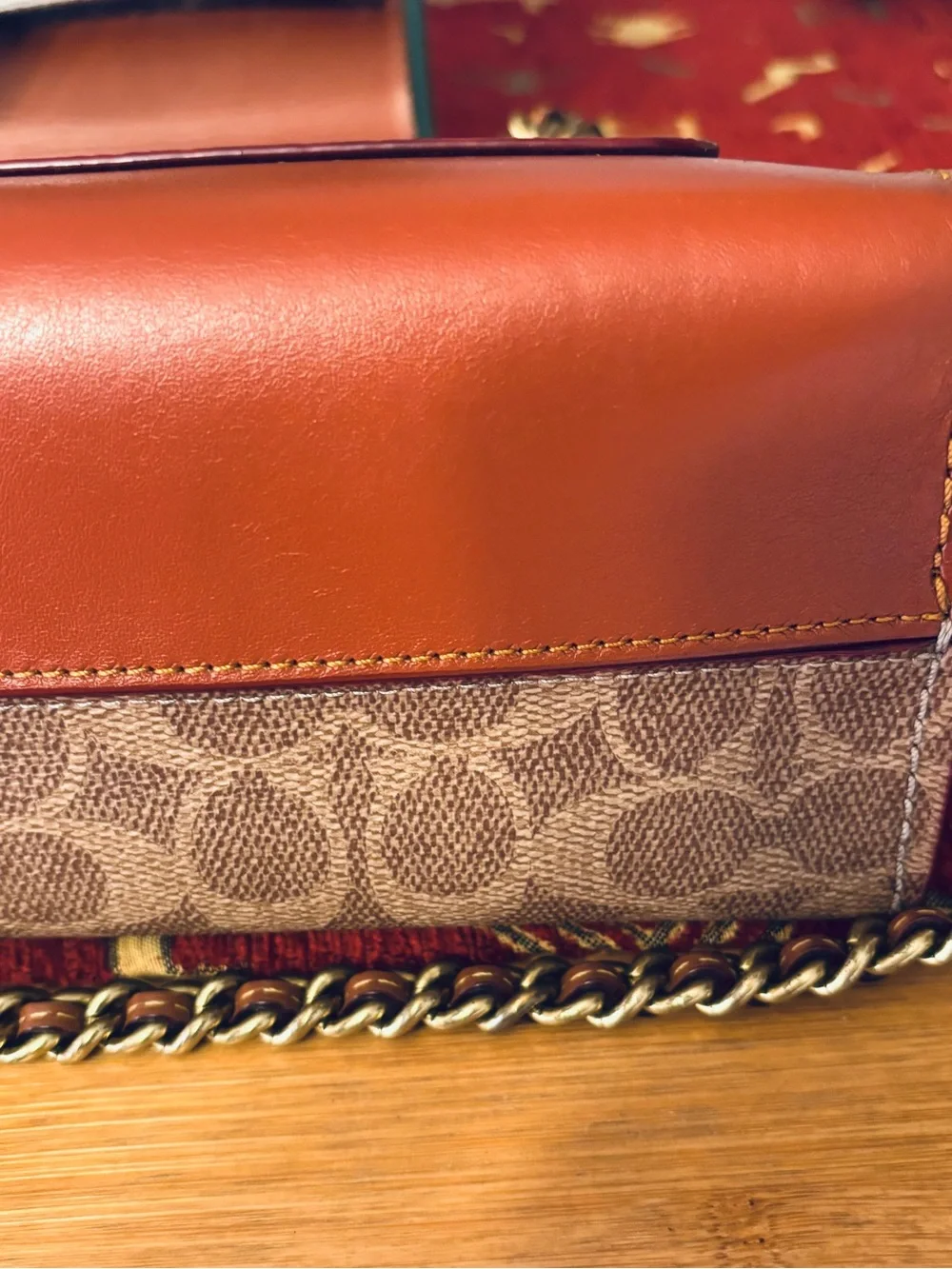 Coach Signature Canvas and Leather Crossbody in Cognac/Tan